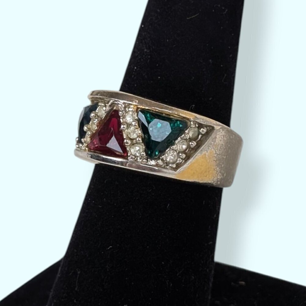 Vintage Multi-Tone Rhinestone Ring - Picture 3 of 7